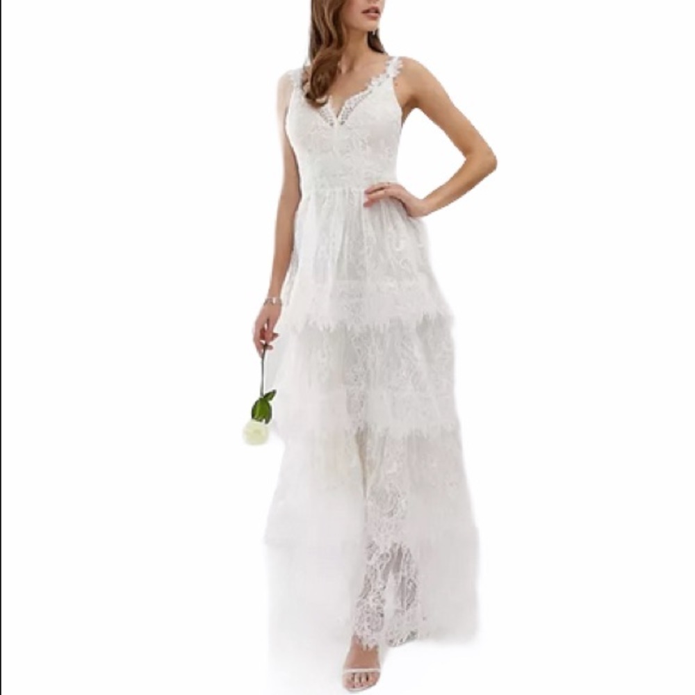 NWT Bronx & Banco Antoinette Bridal Gown Wedding Dress White Lace 4/S